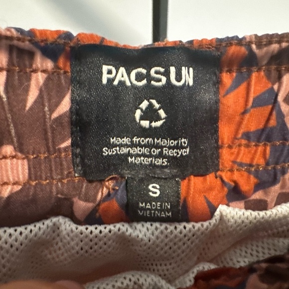 PacSun Men’s Retro 70’s Floral Print Swim Trunks Size S Sustainable Fabric - Picture 2 of 6